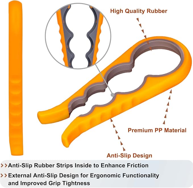 Jar Opener, Bloss Non Slip Jar Bottle Opener Jar Gripper for Weak Hands, Seniors With Arthritis and Children, 4 in 1 Multi-Function Colorful Can Opener Get Lids Off Easily, Orange