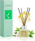 Jasmine White Tea Scent Diffuser, 1.7 oz Reed Diffuser with Dried Flower for Bathroom Small Place, Last up to 30 Days