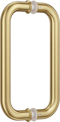 Ranbo Polished Gold 8" （CTC） Tubular Back-to-Back Shower Door Handle，Heavy-Duty 1.0mm Thick 304 Stainless Steel, for 1/4"- 1/2" Thick Glass and 1-3/8" - 2-1/6" Thick Wooden or Metal Doors