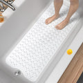 HITSLAM Bath Mat for Tub, Non Slip Bathtub Mat, 40 x 16 Inch Extra Long Bath Tub Mat, Machine Washable Bathroom Shower Mat with Suction Cups and Drain Holes, Soft on Feet, White