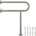 24 Inch Toilet Grab Bar with Leg for Bathroom, Wall & Floor Mounted Stainless Steel Handicap Grab Bar, Brushed Nickel Anti-Slip Knurled Grip, Safety Rail for Elderly, Disabled and Pregnant