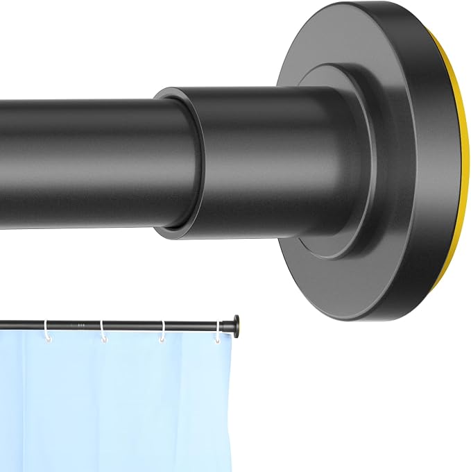 CorkLatta Black Shower Curtain Rod 32 to 43 Inch,1 Inch Diameter Adjustable Spring Tension Stainless Steel Telescoping Rod,Easy Install,No Rust