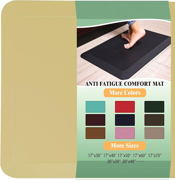 1" Extra Thick Anti Fatigue Floor Mat 30" L x 20" W,Kitchen Mat, Standing Desk Mat,140D Advanced PU Foam Ergonomic Comfort at Home, Office, Garage, Sink (Yellow)