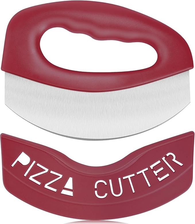 Urbanstrive Heavy Duty Stainless Steel Pizza Cutter with Cover, Super Sharp Blade Pizza Knife Pizza Cutter Rocker, Perfect Kitchen Gadgets for Pizza Cutting Home Essentials (Red)