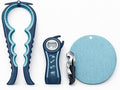 4-in-1 Multi-Function Bottle Opener Set for Jars, Bottles and Wine with Non-Slip Grip (Grey + Sky Blue)