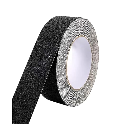 Grip Tape Anti Slip Tape 1 Inch, 33 Feet, Black Heavy Duty Non Skid Tape for Stairs Outdoor/Indoor, Waterproof Safety Adhesive Strips Roll for Ramp Traction Tread Staircases, 80 Grit