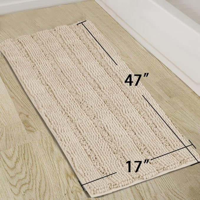 Turquoize Luxury Bath Runner, Fog Bathroom Rug 47 x 17 Inches Mat, Soft Plush Anti-Slip Shower Rugs, Microfiber Shaggy Mat Machine Washable Bath Rug for Bathroom, Fog
