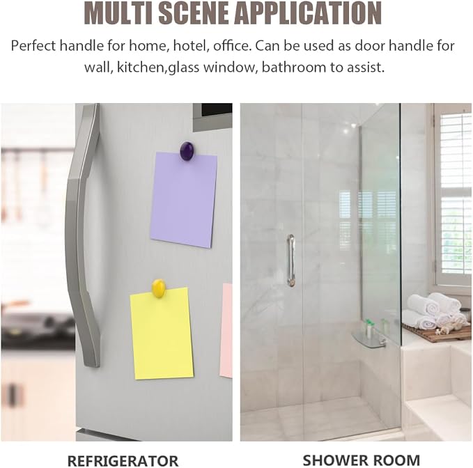 Large Black Suction Cup Handle - 9.04X2.36X2.16in Punch-Free Adhesive Grab Bar for Bathroom Safety Shower and Sliding Glass Door Mobility Assistance