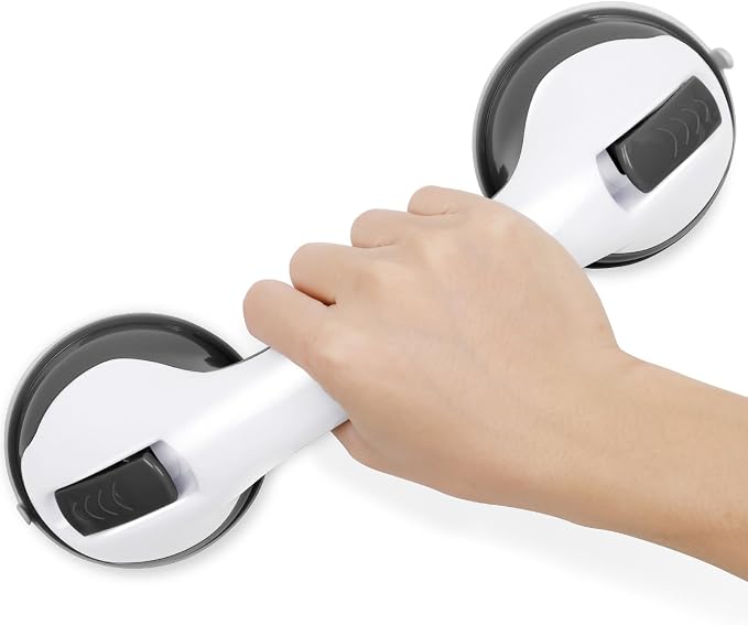 Shower Handle Grab Bars Bathtubs - 2Packs 12inch for Bathroom with Strong Hold Suction Cup, Balance Bar Safety Hand Rail for Injury, Senior, Elderly Black