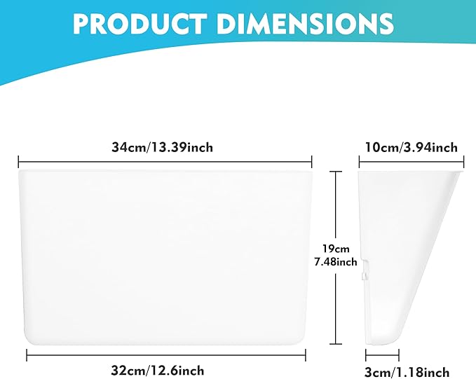 EASEPRES 3 Pack White Plastic Single Pocket Hanging File Organizer, Wall Mount Paper Mails Magazines Holder, Mounted Folder Bins for Office School and Home, 12.99x4.13x7.48 inches