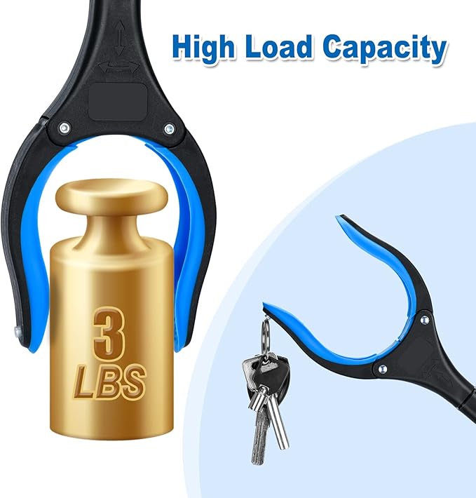 Grabber Reacher Tool,32 Inch Extra Long Foldable Pick Up Stick with Strong Grip Magnetic,360°Rotating Anti-Slip Jaw,Trash Claw Grabber Tool,Trash Picker Tool for Outdoor & Indoor (Blue2)