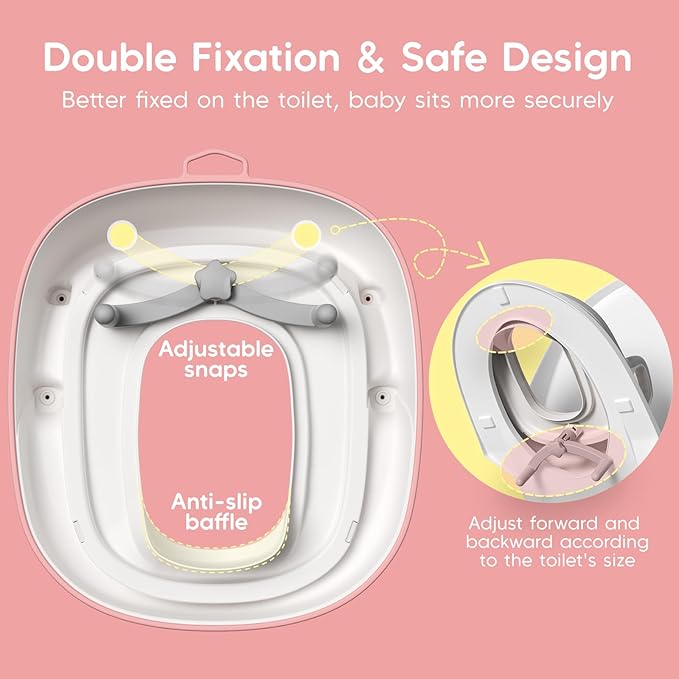 Potty Training Seat with Step Stools, Maliton Potty Training Toilet for Toddlers Girls with Splash Guard, Anti-Slip Toddler Stool for Bathroom, One Potty Seat and 2 in 1 Step Stool for Kids (Pink)