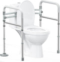 Toilet Safety Rails for Seniors (350 LBS), Adjustable Toilet Safety Frame for Elderly and Disabled, Foldable Handicap Toilet Assistance Rail Fits Most Toilets, White