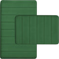 RUN HELIX Bathroom Rugs Set 2 Piece Memory Foam Bath Non-Slip Bath Mat,Washable Room Mats,Absorbent Shaggy Rugs Super Soft Kitchen Mats, Batroom Carpets for Bathroom,Tub,Shower Home Decor（Dark Green）