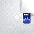 SlipX Solutions 27" Oversize Square Shower Mat, Non-Slip Mat for Elderly & Kids, 100+ Power Grip Suction Cups for Smooth Surfaces, Machine Washable, White