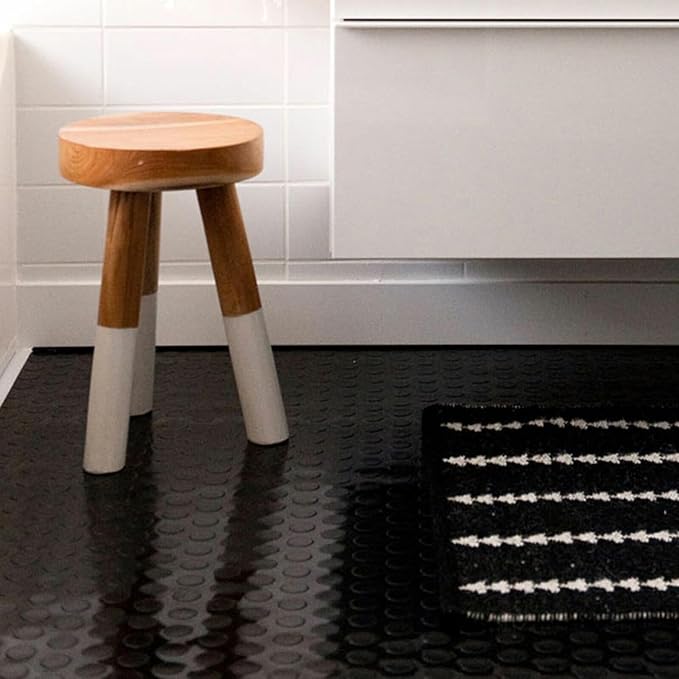 3mm Thin Coin-Grip Rubber Flooring Roll, 2X 4 ft Waterproof Anti Slip Mat, Multi-Purpose Easy Clean Floor Protector for Garage, Laundry Room, Gym, Kennel