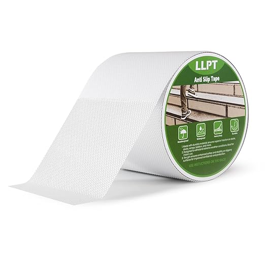 LLPT Grip Tape 4" x 16.5 Ft Clear Heavy Duty Anti Slip Tape for House Stairs Ladders Waterproof Indoor Non Slip Traction Strips for Bathroom Floor Steps Staircase Tread (ASC450PEVA)