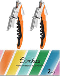CORKAS Wine Key - 2Pack Handcrafted Professional Waiters Corkscrew, Compact Heavy Duty Wine Opener with Double Hinged, Foil Cutter and Bottle Opener, Birthday Gifts for Severs, Sommelier, Bartenders