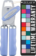 Zulay Kitchen Heavy Duty Stainless Steel Can Opener Manual with Bottle Opener - Rust Proof Manual Can Opener With Turn Knob & Comfy Soft Grip Handles - Periwinkle