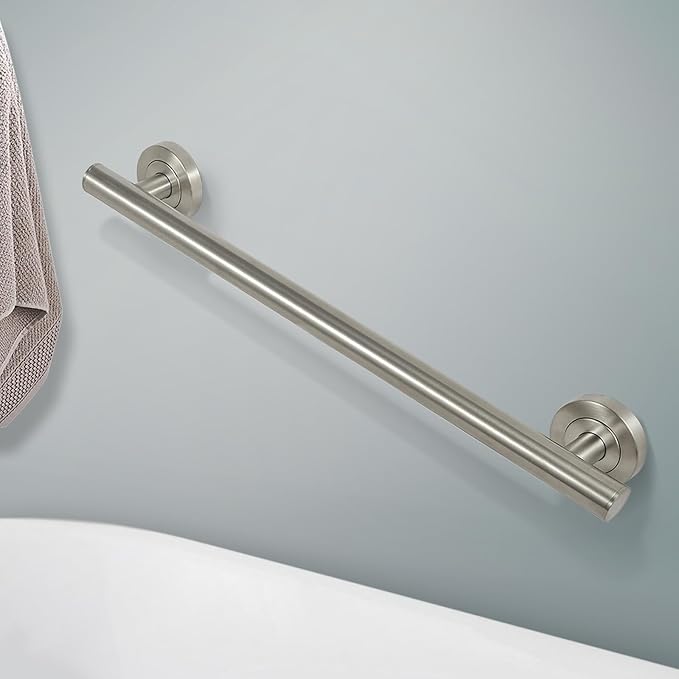 Lava Odoro Shower Grab Bar, Modern Stainless Steel Handicap Grab Bar for Bathtubs and Showers, Shower Safety Bar for Seniors Disabled, ADA-Compliant (Brushed Nickel, 18 Inch)