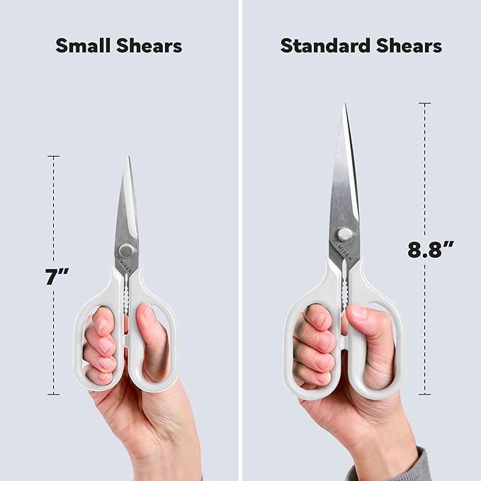 Misen Heavy Duty Kitchen Shears - Comfortable Ambidextrous Scissors for Meat, Poultry, Herbs & More - Easy to Clean - German Stainless Steel - Small | White