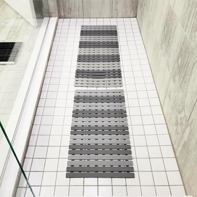 BEMISO Shower Mat Non Slip Bathtub Mat with Suction Cups and Drain Holes 27.5 x15.7 Inch Bath Mat for Tub & Shower.Easy Dry,Easy to Cut,Eco-Friendly
