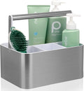 BYUNER Plastic Shower Caddy Dorm - Portable Bathroom Caddy Organizer with Handle and Divider for College Dorm & Shared Bathroom, Hard Shower Tote for Toiletry, Brushed Nickel White