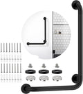 Matte Black Angled Grab Bar 16x24 Inch, iHansee Bathroom Safety Bar w/Anti-Slip Knurled Grip, Wall Mount L Shaped Shower Handle for Elderly Senior Handicap, Toilet Bathtub Balance Support Handrail