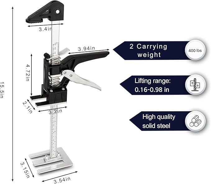 EnryKuo Labor Saving Arm Jack 2 Pack,15.5 Inch Multifunctional Furniture Lifter Jacks for Installing Cabinets and Wall Tile Height Adjuster Handheld Tool