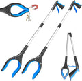 32" Grabber Reacher Tool, 2-Pack Foldable Reacher Grabber Pickup Tool with 360° Anti-Slip Rotating Jaw & Magnet, Mobility Aid Reaching Assist Tool for Trash Pick Up, Lightweight Grabber Tool