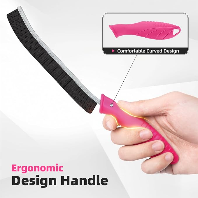 FOOGWEE Hard Bristle Crevice Cleaning Brush - Cleaning Supplies - Grout Cleaning Brushes for Household Use - Crevice Cleaning Tool for Bathroom, Home and Kitchen (3, Rose)