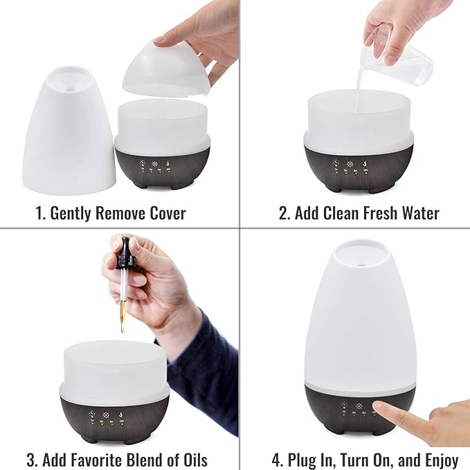 HealthSmart Essential Oil Diffuser, 500ML, Large Room Coverage | Adjustable Timer | Multiple Mist Modes | 7 LED Colors | Pack of 2