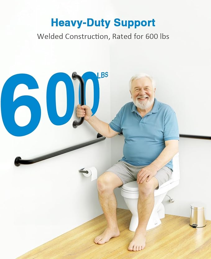 Grab Bar Bundle for ADA Compliance, Matte Black Stainless Steel 1.5" Diameter 3-Piece Set (18", 36", 42") for Commercial Restrooms & Shower Safety Bars for Seniors