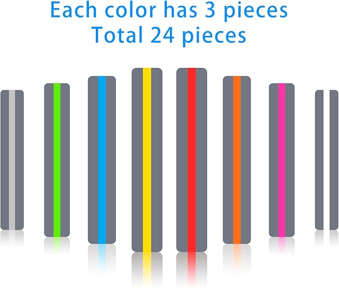Guided Reading Strips/Colored Overlay/Highlight Strips/Highlighter/Bookmark/Assorted Colors Help with Dyslexia for Children and Teacher Supply Assistant (24 Pack)