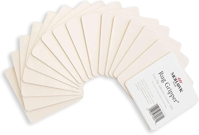 Mohawk Home Non Slip Corner Gripper Area Rug Tabs 16 Pack Anti Curling Double Sided Adhesive 4-inch x 4-inch Square