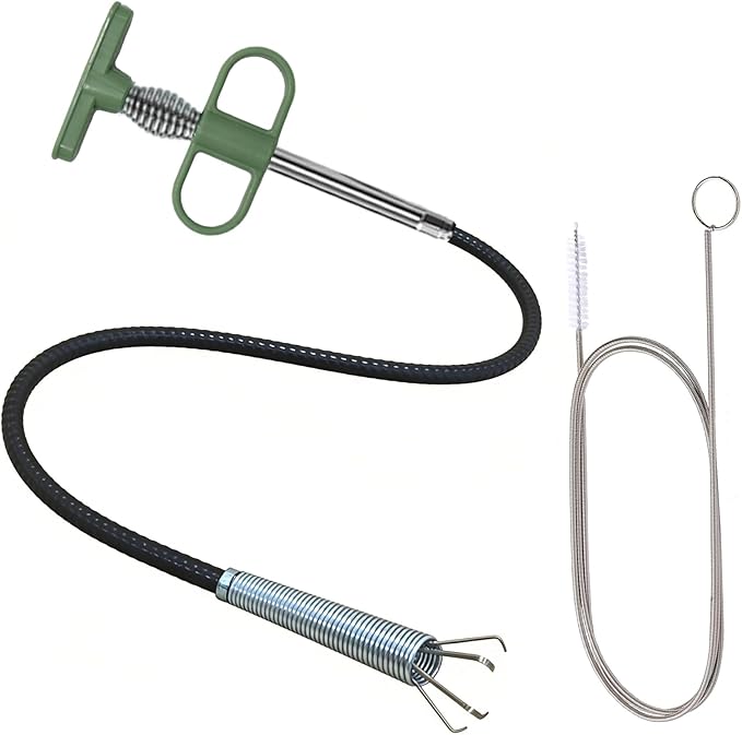 Upgrade 33 Inch Drain Snake Clog Remover with Stronger Claw, Flexible Grabber Tool with Bonus 60 Inch Drain Brush