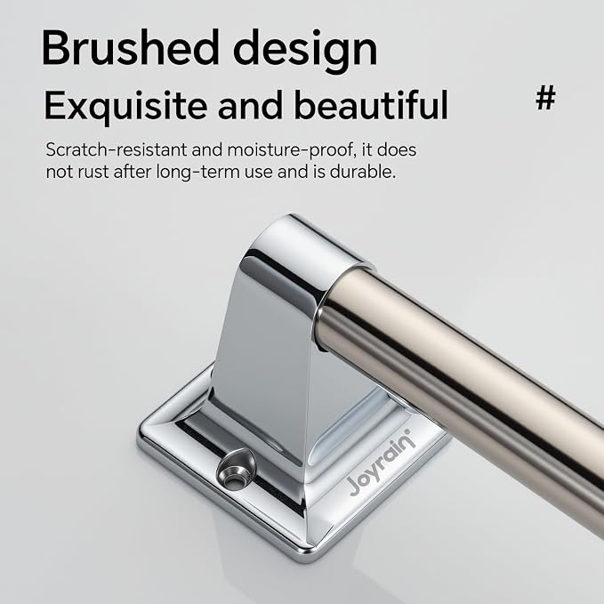 Joyrain Stainless Steel Bathroom Grab Bar for Elderly - Safety Rail & Towel Rack Dual Function, 9/16/24 Inch Anti-Slip Handle for Shower/Toilet/Tub (Chrome, 24 inch)