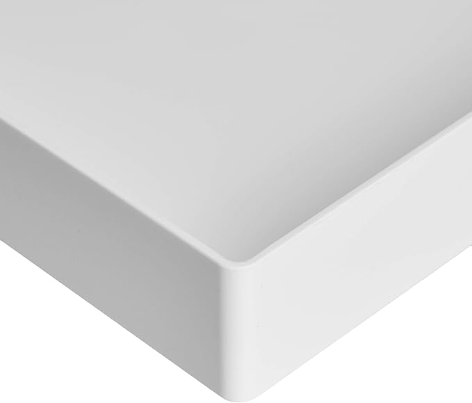 Amazon Basics Rectangular Plastic Desk Organizer, Letter Size Tray for Documents, 13 x 9.7 x 2.2 inches, White, 2-Pack