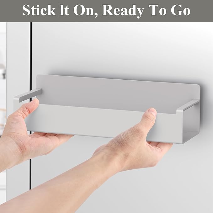 HuggieGems 6 Pack Magnetic Spice Rack Organizer for Refrigerator and Oven, Light Grey Fridge Organizers and Storage for Kitchen