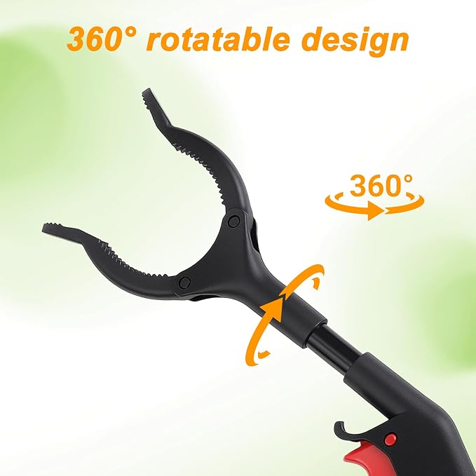 Grabber Reacher Tool Trash Grabbers Tool, 11" 360° Rotating Jaw Grabber with Anti-Slip Grip, Ergonomic Handle Small Grabber Tool for Sanitation Workers, Litter Picking & Reaching Objects