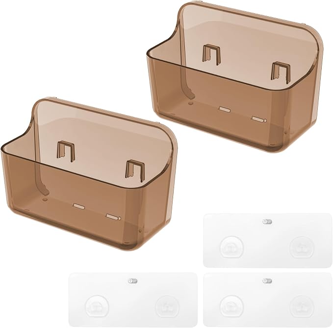 Diesisa 2pc Acrylic Wall Mount Organizer, Adhesive Cabinet Door Organizer,Acrylic Bathroom Shelves for Wall,No Drilling Hang Walls,with Self Adhesive Tape, for Bathroom, Kitchen, Living Room