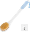 Back Scrubber for Shower, Shower Body Brush for Cleaning with Long Handle for Showering, 17 Inch Back Washer Exfoliator for Shower Men Women with Non-Slip Handle, Adhesive Hook (Lake Blue)