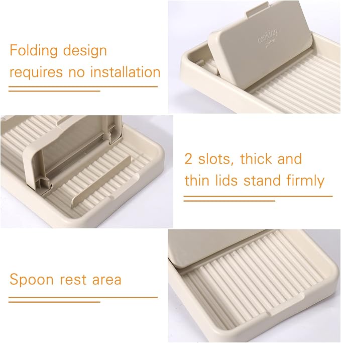 AIERSA Spoon Rest with Lid Holder for Stove Top (2 Pack) Spatula Ladle Pot Lid Utensil Rest for Countertop,Kitchen Gadgets Accessories for Cooking