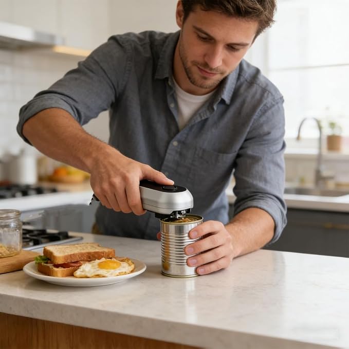 Rechargeable Auto Electric Can Opener, USB Charging, Smart Single-Touch Automatic Can Opener, Hands Free, Auto Stop, Smooth Edge, Perfect for Seniors,Women Men at Home, and Travel