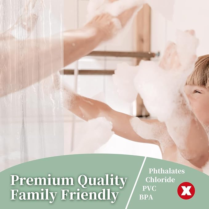 Barossa Design Super Long Clear Shower Curtain Liner 72" Wide x 108" Height - See Through Plastic Bath Curtain with Metal Grommets for Bathroom - Clear, 72x108