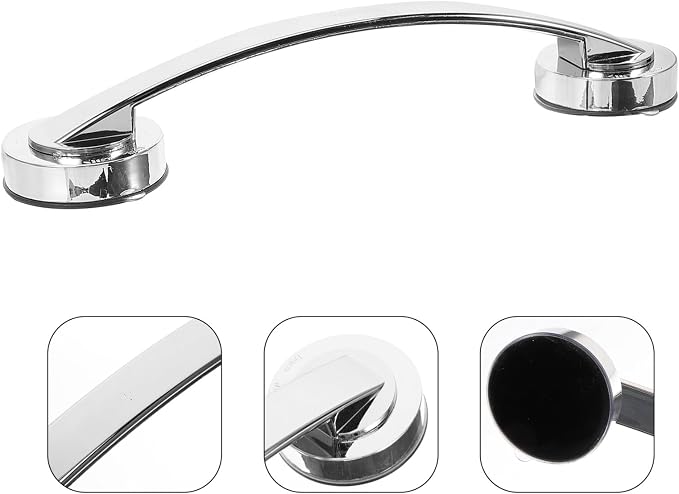 12 Inch Suction Cup Shower Handle Grab Bars for Bathtubs Showers Bathroom Safety Armrest for Seniors Children Elderly No Drilling Required Silver