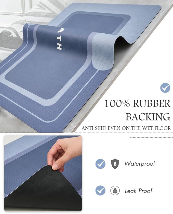 MontVoo Bath Mat-Bath Mat Rug Non Slip Super Absorbent Stain Resistant Quick Dry Thin Bathroom Rug-Bath Mats for Bathroom Floor Bathtub Vanity-Bathmat Bath Rug Easy Care-17"x35",Navy