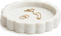 STRONA White Scalloped Marble Tray - 8" Round Stone Vanity Tray for Perfume & Jewelry, Marble Dish for Bathroom Countertop & Kitchen Counter, Decorative Tray for Bathroom & Kitchen, Modern Catchall
