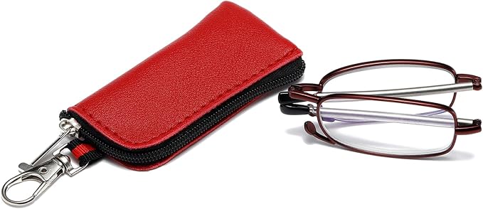 Folding Reading Glasses for Men Women, Keychain Compact Readers Blue Light Portable Pocket Eyeglasses
