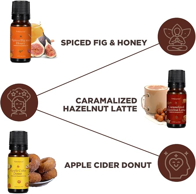 Folkulture Essential Oils for Home | Set of 6 (0.34 fl oz x 6) Fall Essential Oils for Diffuser | Pumpkin Spice, Vanilla & Fall Scents | Diffuser Oils & Fall Essentials for Women